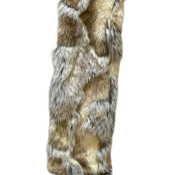 Luxury Faux Fur Scarf With Leopard Print Mixed Textures 56" Long Fun Chic - Picture 2 of 4